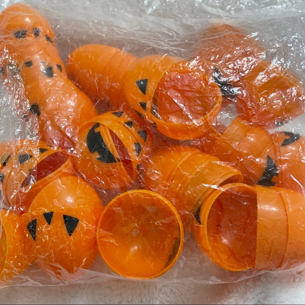 Halloween Plastic Pumpkin Egg Shape Candy Treats package of 24